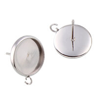 8mm Bezel & Loop Stainless Steel Earring Studs w/ Clutch Options - Non Tarnish