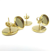 12mm Gold Plated Bezel Studs Stainless Steel with Clutch