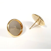 Light Gold Plated Bezel Studs Stainless Steel with Clutch 6mm, 8mm. 10mm, 12mm, 14mm