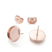 12mm Rose Gold Bezel Studs Stainless Steel Includes Clutch