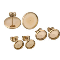 14mm Rose Gold Bezel Studs Stainless Steel with Clutch