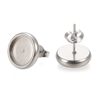 STURDY 10mm Bezel Surgical Stainless Steel Earring Studs & Clutch - Non Tarnish