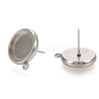 12mm Sturdy Bezel Studs with Loop - Stainless Steel