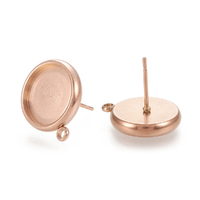 12mm STURDY Bezel Rose Gold & Loop  Plated Stainless Steel Earring Studs & Clutch