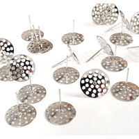 Stud Earrings with 16mm Seive Trays - Brass