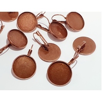 18mm Lever Back Earrings Antique Copper Bezel Settings