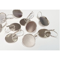 18mm Lever Back Earrings Shiny Silver Bezel Settings
