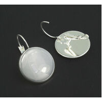 20mm Lever Back Earrings Shiny Silver Bezel with Optional Glass