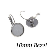 10mm Lever Back Earrings Stainless Steel with Bezel  - Non Tarnish