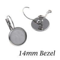 14mm Lever Back Earrings Stainless Steel with Bezel  - Non Tarnish