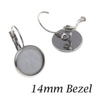 14mm Lever Back Earrings Stainless Steel with Bezel 
