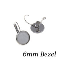 6mm Lever Back Earrings Stainless Steel with Bezel 