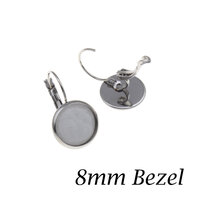 8mm Lever Back Earrings Stainless Steel with Bezel  - Non Tarnish