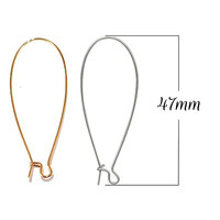 Gold or Stainless Colour 47mm Stainless Steel Earring Kidney Wires - Non Tarnish