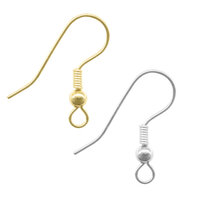 French Ear Wires Nickel Free w/ Ball & Coil - Variations - Brass Base