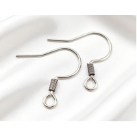 Ear Wire French Hook  with Coil - 316 Stainless Steel 18mm