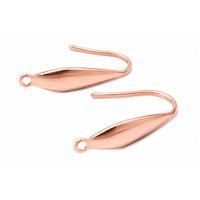 3 Pairs Earring Hook with Oval Leaf - Stainless Steel - Rose Gold