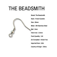 The Beadsmith - 144 Stainless Steel French Ear Wire With Ball & Coil - 72Pair
