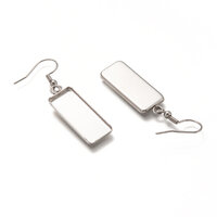 10 x Rectangle Bezel with French Ear Wires Stainless Steel  - Bezels - 25mm x 10mm