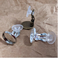 Bezel 12mm - 50 x Clip On  Earrings &  50 x  Comforters - 