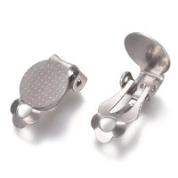 Textured 10mm Pad - Clip On Earrings -  304 Stainless Steel - Non Tarnish
