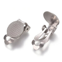 Textured 10mm Pad - Clip On Earrings -  304 Stainless Steel