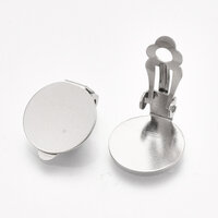 Smooth 14mm Pad Clip On Earrings - Stainless Steel