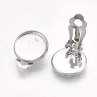 Bezel 12mm Clip On  Earrings - 304 Stainless Steel