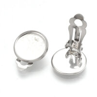 Bezel 14mm Clip On Earrings - 304 Stainless Steel - Non Tarnish
