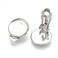 Bezel 14mm Clip On Earrings - 304 Stainless Steel