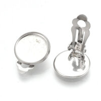 Bezel 16mm - Clip On Earrings - 304 Stainless Steel - Non Tarnish