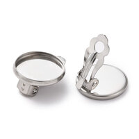 Bezel 12mm or 14mm  - Clip On Earrings -  201 Stainless Steel
