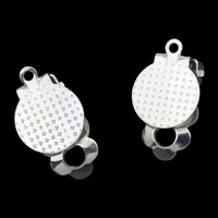 Texture 10mm Pad  & Loop - Clip On Earrings - Shiny Silver - Steel