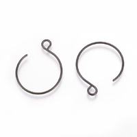 Black - 22mm Semi Hoop with Loop Stainless Steel Earwires - 20 Gauge - Non Tarnish - Loop 2.5mm