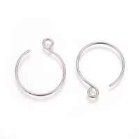 22mm Semi Hoop with Loop Stainless Steel Earwires - 20 Gauge - Non Tarnish - Loop 2.5mm