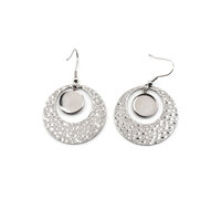 2 x Earring Settings - 12mm Bezel & Dimple Drop - 304 Stainless Steel - 1 Pair - Non Tarnish