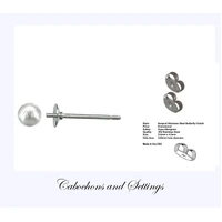 Earring Stud - 4mm Cup with Peg - Stainless Steel