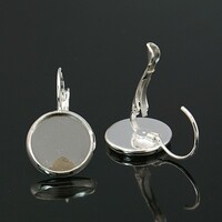 10 x Shiny Silver lever Back with 14mm Bezel