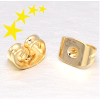 50 x Earring Clutch 18k Gold on Brass size  6x4.5mm