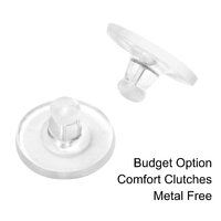 20 Comfort Clutch 316L Stainless Steel 13mm Earring Backs with 1/2"  Clear Pads