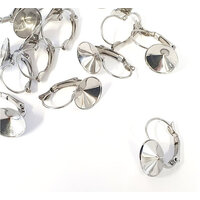 12mm Rivoli Bezel Lever Back Earrings - Stainless Steel - Non Tarnish