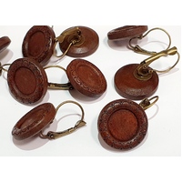 Wood Bezel - Stainless Steel Lever Back Earrings - 12mm Bezel