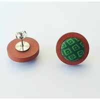 10 X 12mm Wood Cherry Bezel Studs