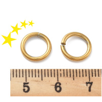 50 x 18K Gold- 10mm  x 1.5mm  - Stainless Steel - Round Jump Rings - Thick Heavy Duty -  15 gauge - inner c 7mm