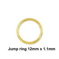 50 x 12mm x 1.1mm - Gold Jump Ring - Steel  Based