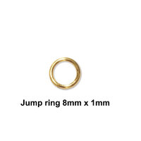 50 x 8mm Gold Jump Rings - Steel Based 1mm