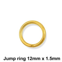 50 x 12mm x 1.5mm - Gold Jump Ring - Steel  Based