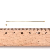 18k Gold Plated Head Pins 50mm, Ball Head: 2mm, 304 Stainless Steel