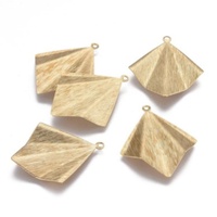 2 x Brushed Gold Diamond Drops 32mm x 26mm