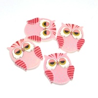 10 x Pink Sleepy Owls - Flat Back Cabochons